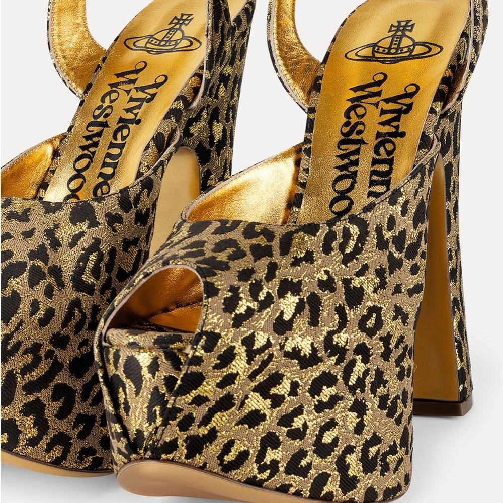Vivienne Westwood Black and Gold Platform Heels - Vargas Elevated Sandal